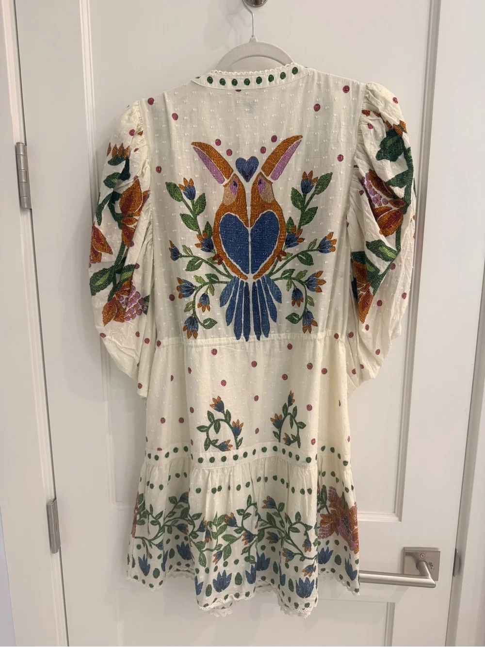 FARM Rio White Embroidered Dress with Blue, Green & Pink Accents - Picture 6 of 6